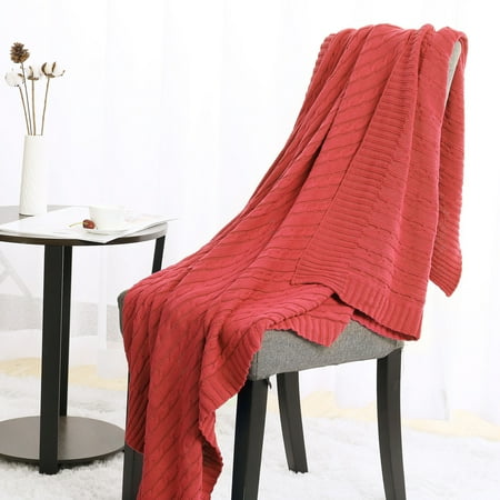 - Soft Cotton Cable Knitted Throw Blanket For Couch Sofa Home Bedding
