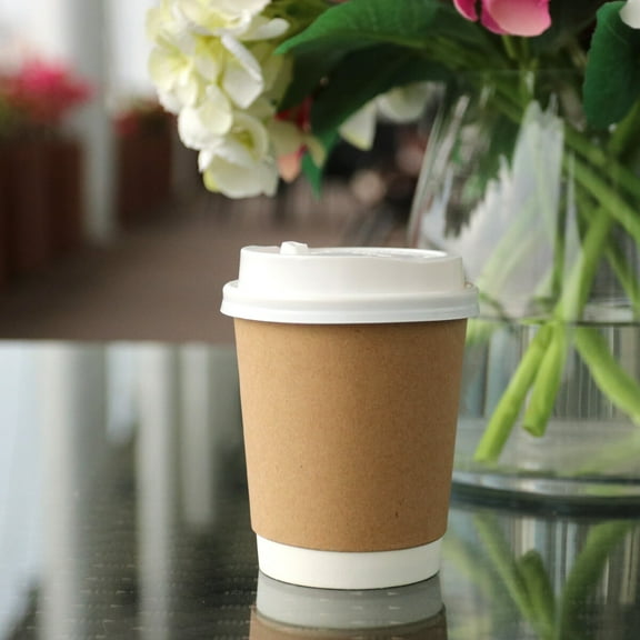 FOLOYORI Disposable Coffee Cup White Double Wall 50Pcs 3.1 x 2.2 x 3.7Inches