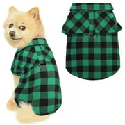 Queenmore Dog Shirt Plaid Puppy Clothes, Summer Gift for Small Medium Large Dogs Soft Pet T-Shirt Breathable ,Polyester-cotton Green&Black Plaid