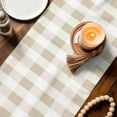 thumbnail image 4 of Beige Plaid Table Runner, Spring Summer Farmhouse Buffalo Checkered Washable Cotton Linen Table Runners 108 Inches Long, Dresser Scarf Runner for Dining/Living Room/Kitchen/Square Tables 13''x108'', 4 of 8