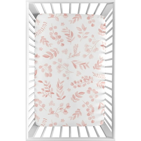 UPC: 0846480097723 | Botanical Floral Leaf Blush Pink Mini Fitted Crib Sheet by Sweet Jojo Designs
