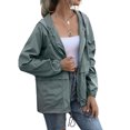 thumbnail image 5 of Cheers.US Rain Jacket Women Striped Lined Hooded Lightweight Raincoat Outdoor Waterproof Windbreaker, 5 of 7