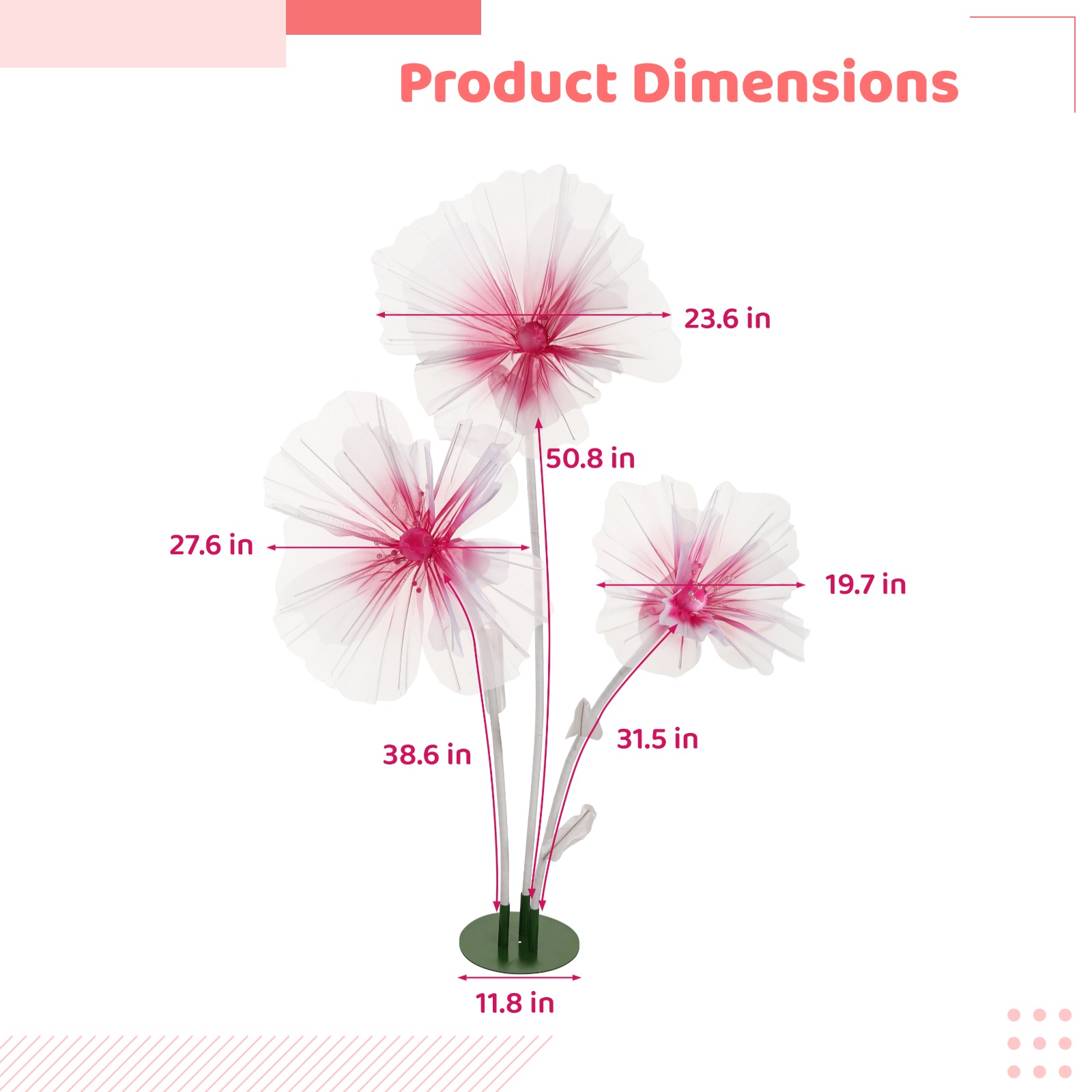 Wedding Decorations for Reception, Giant Floor Standing Flowers, Huge Artificial Silk Flowers, Large Photo Prop for Wedding Party Backdrop Decoration
