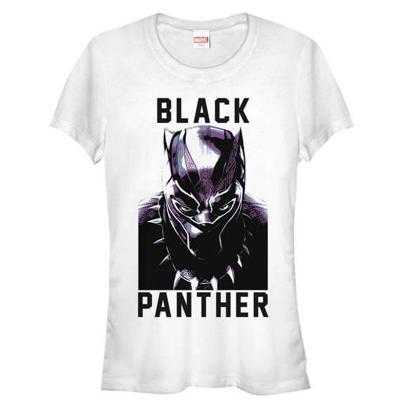 Junior's Marvel Black Panther 2018 Portrait  Graphic Tee White Small
