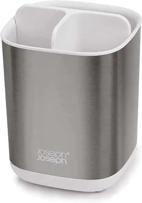 Joseph Joseph EasyStore Stainless-Steel Toothbrush Holder Bathroom Storage Organizer Caddy, Small