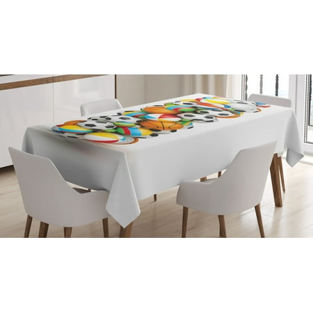 

Letter I Tablecloth Game Balls Alphabet Theme Basketball Volleyball and Soccer Ball Colorful Letter Rectangular Table Cover for Dining Room Kitchen 60 X 84 Inches Multicolor by Ambesonne
