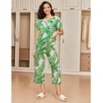 thumbnail image 6 of Ekouaer 2 Pack: Women's Set Short Sleeve Pj Top Capri Pants - Pajamas Sets Lounge & Sleepwear Set Black Flower/Green Leaf, 6 of 7