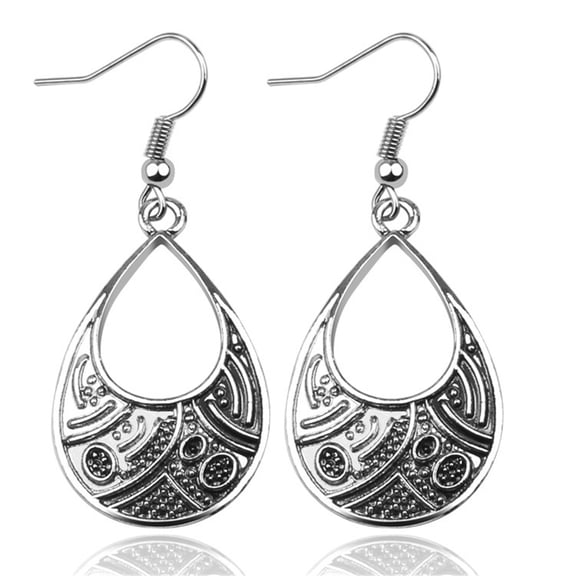 PONPRNGY Boho Earrings for Women Antique Silver Disc Dangle Earrings Vintage Dangle Earrings Fashion Jewelry Valentine's Day Gift