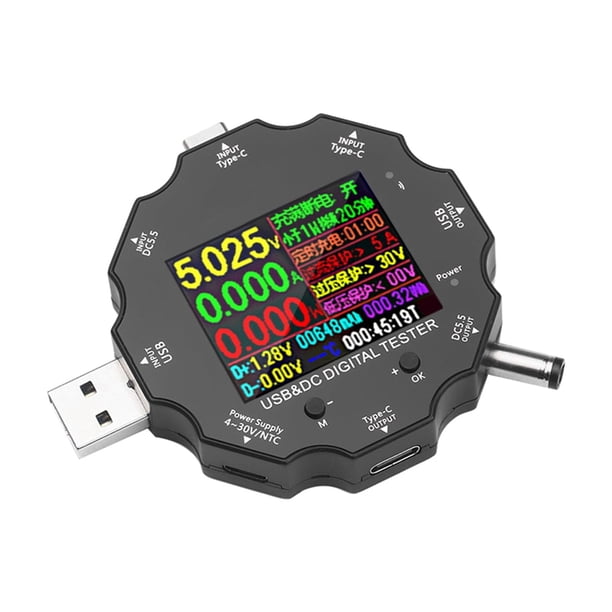 2 in 1 Tipo C USB Tester Schermo a Colori LCD Multimetro Digitale