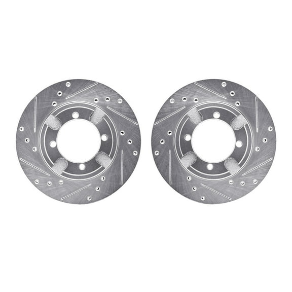 Dynamic Friction Company Front Brake Rotors-Drilled and Slotted-Silver 7002-72033