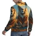 thumbnail image 6 of Naloa Prairie Meditating Lion Men's Casual Hooded Collar Drawstring Hoodies Pullover Sweatshirts Casual Long Sleeve Shirts-Medium, 6 of 7