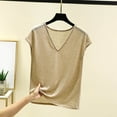 thumbnail image 2 of JIUKE Womens Pajamas Tops Cap Sleeve T-Shirts Casual V Neck Undershirts Loose Fitted Homewear Blouses, 2 of 5