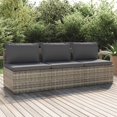 thumbnail image 1 of vidaXL 3-Seater Garden Sofa with Cushions Grey Poly Rattan, 1 of 5