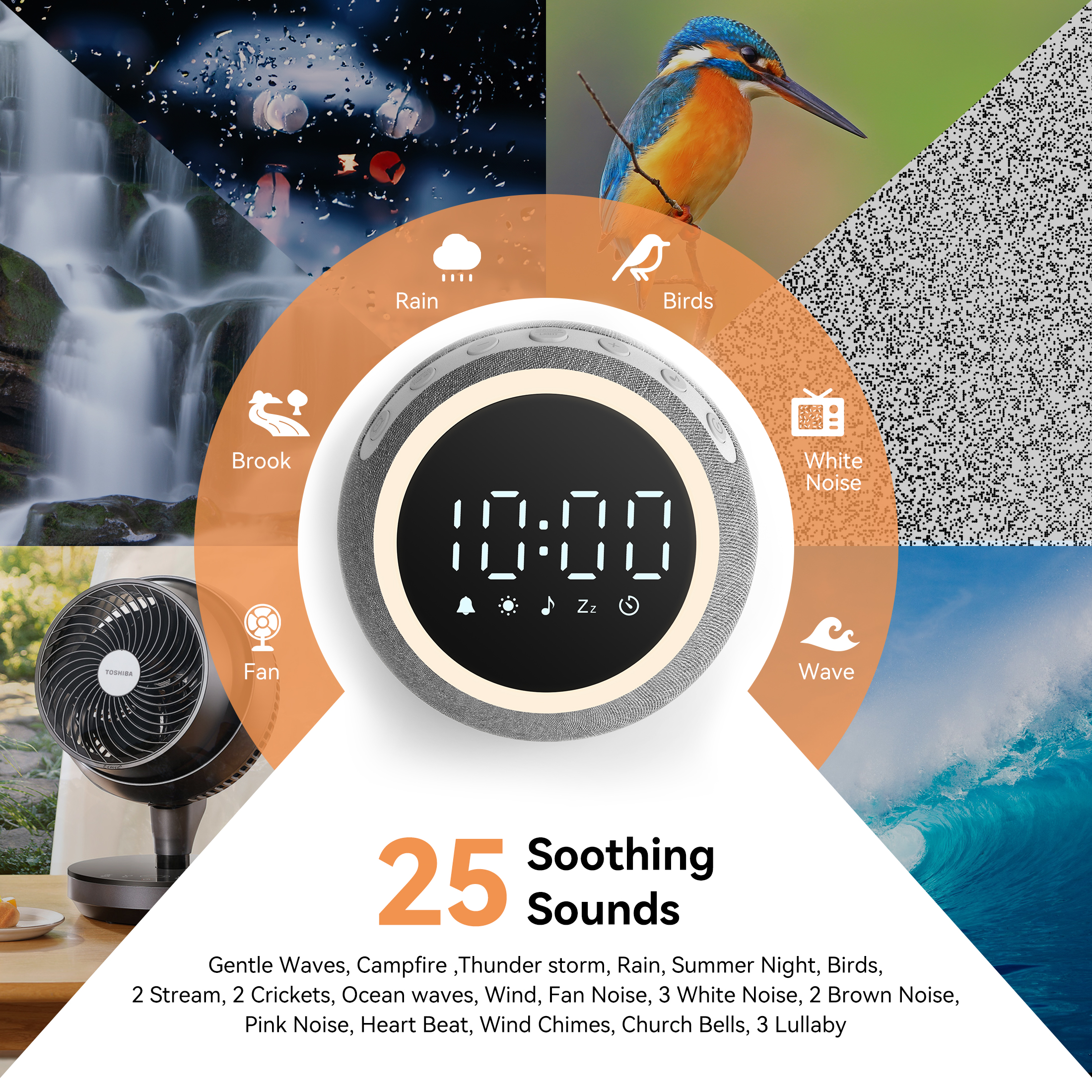 Dreamegg White Noise Machine with Alarm Clock photo 6