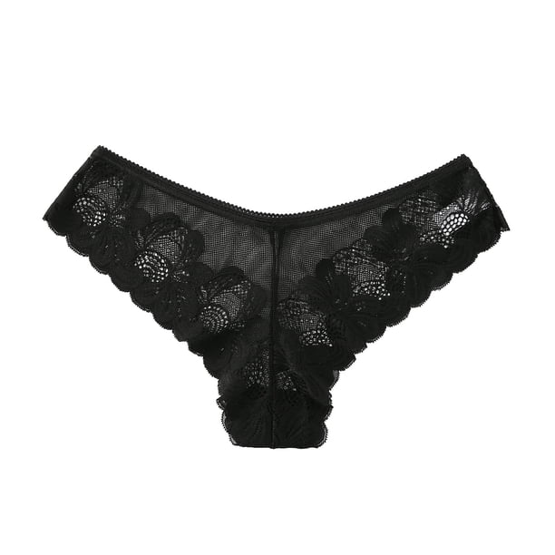 Gibobby Tangas de sexy mujer Bragas de mujer, Tanga, conjunto de colores, lencería opcional, bragas de Tanga de encaje con lados de flores huecas(Negro,M)