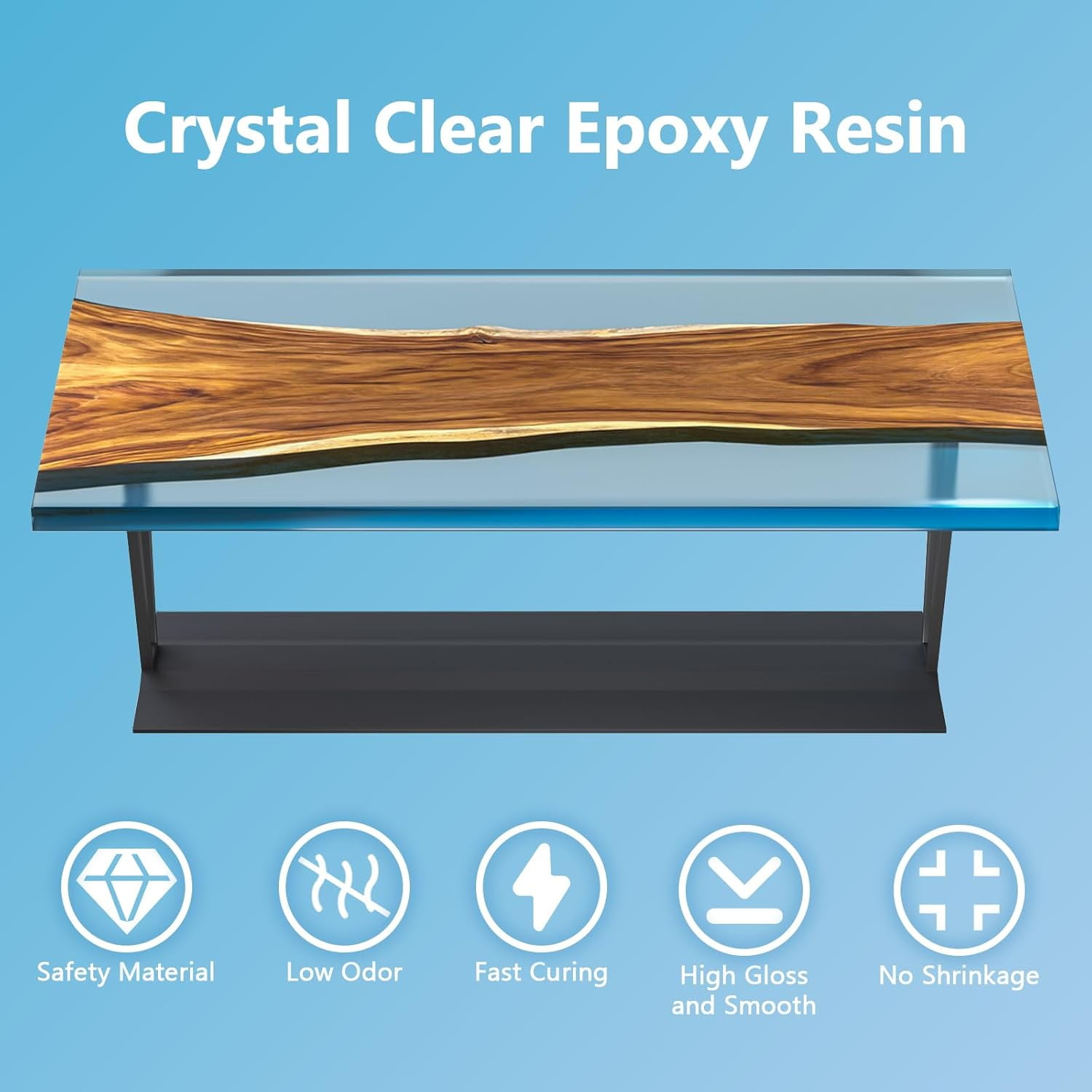 Epoxy Resin Kit 1GAL - Crystal Clear Resin with Tools, 1:1 Mixing Ratio, Bubble Free & Anti-Yellowing - High Gloss Casting & Coating Resin for Jewelry, River Tables, Bar Top, Countertops & Wood