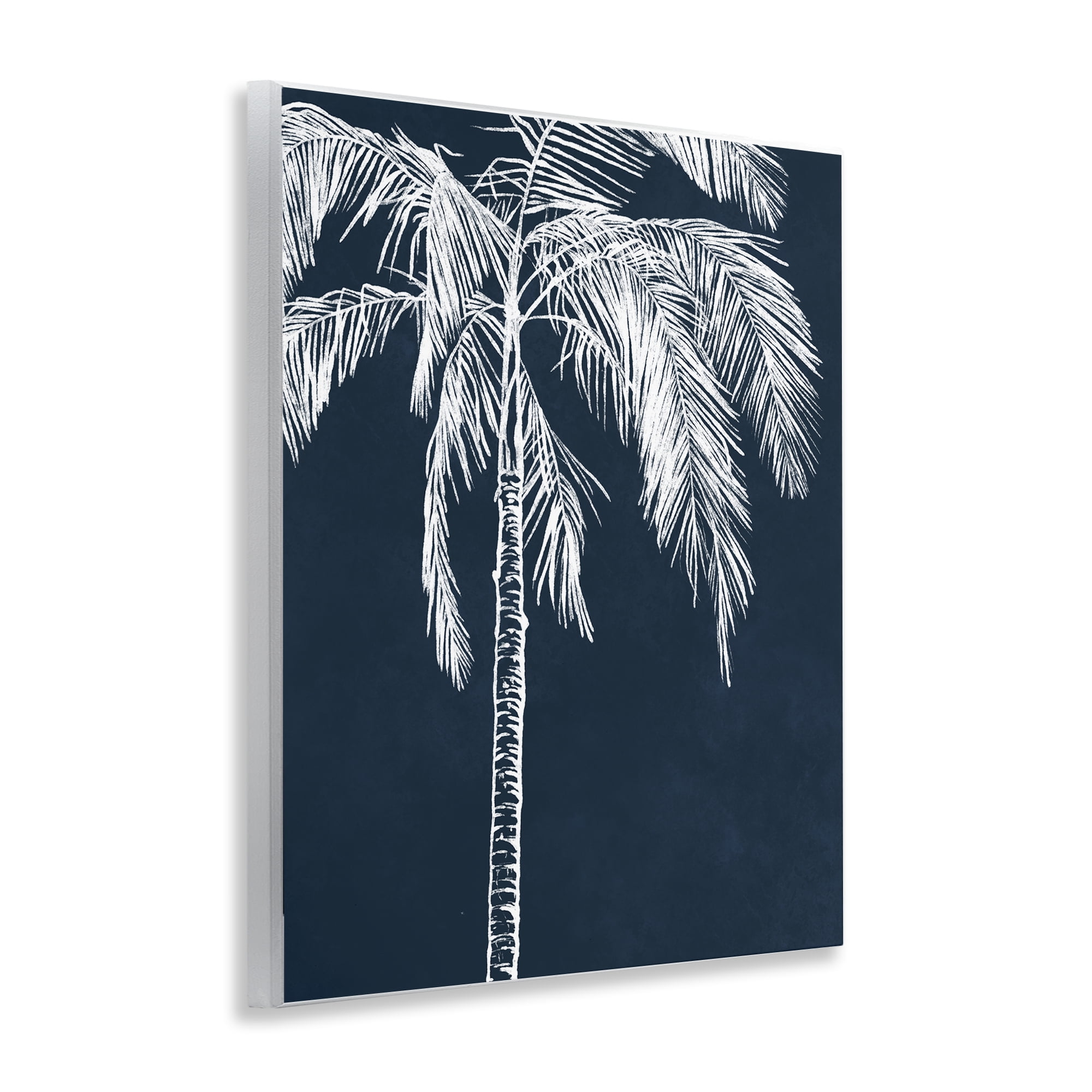 Stupell Industries White Outline Palm Tree Plants & Flowers Painting Unframed Art Print Wall Art, 11 x 14