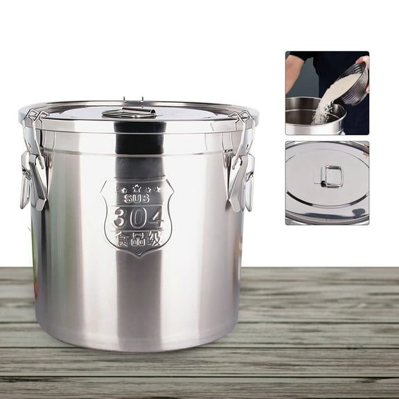 Airtight Rice Bucket 304 Stainless Steel Canister Food Storage Containers 6 L