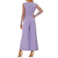thumbnail image 3 of INSPIRE CHIC Combinaisons pour Femmes Col en V Manches Longues en Maille Jambes Larges pour Fête TG Violet Clair, 3 of 6