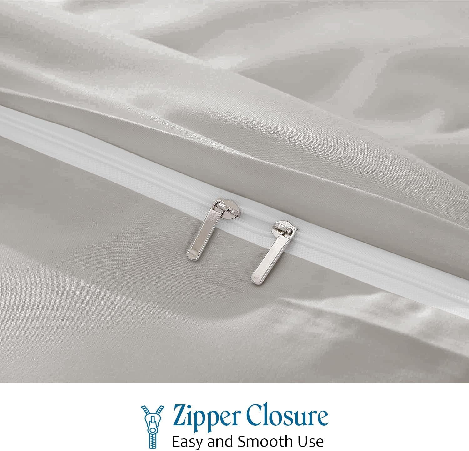 VEGAS HOTEL COLLECTION Ultra Soft 1 Piece Duvet Cover { Zippered Closure } 600 Thread Count- Silky Soft Egyptian Cotton, Color Silver Grey (Solid Pattern, King Size)