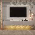 thumbnail image 1 of OXYLIFE Floating LED TV Stand with Drawers, Wall Mounted Entertainment Center with Storage and LED Light, White, 1 of 8