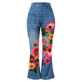 thumbnail image 3 of WILLBEST Pantalones Casuales para Mujer, Vaqueros Holgados con Dobladillo Acampanado, Estampados elegantes, Elásticos, Acampanados, Cómodos para Uso Diario. Chica, 3 of 4