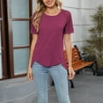 thumbnail image 6 of JGGSPWM Women's Casual Short Sleeve T Shirts Loose Breathable Comfortable Round Neck Basic Loose Tunic Tops Red M, 6 of 7