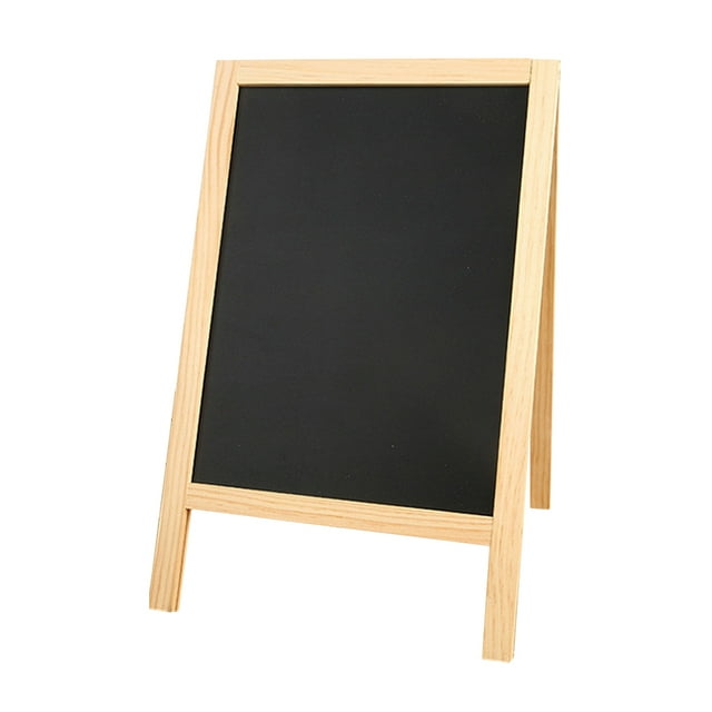 GOOHOCHY Mini pizarra de madera resistente con soporte para enseñanza y publicidad en tiendas. Pizarra pequeña de doble cara borrable para fiestas y eventos en la cocina.