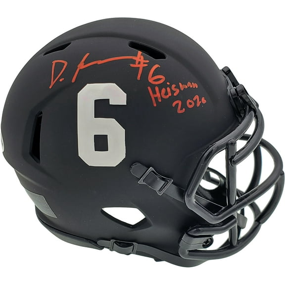 Devonta Smith Autographed Alabama Crimson Tide Eclipse Black Speed Mini Helmet "Heisman 2020" Beckett BAS 191981