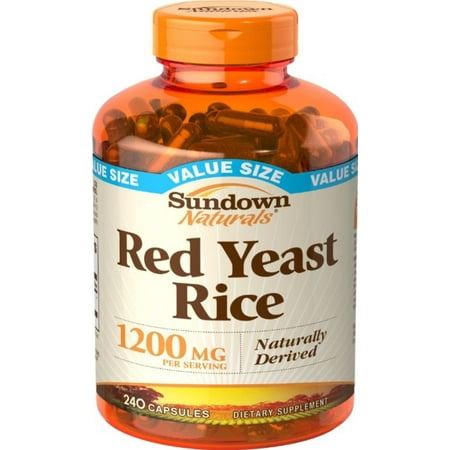 Sundown Naturals Red Yeast Rice, 1200mg, Capsules 240 ea (Pack of 4)