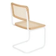 Breuer Chair Company Marcel Breuer B32 Cesca Cane Cantilever Side Chair w/ White Steel Frame Natural Wood & Natural Cane (Made in Italy) by Furnish Theory