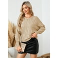 thumbnail image 3 of Pink Queen Women's Sweaters Winter 2026 Crewneck Pullover Long Batwing Sleeve Oversized S-XL, 3 of 8