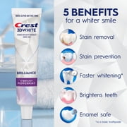 (2 pack) Crest Toothpaste, 3D White Brilliance Vibrant Peppermint Teeth Whitening Toothpaste, 2.4 oz
