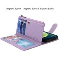 thumbnail image 6 of Wallet Case Compatible with iPhone 12 Mini,[6 Card Slots] [Wrist Strap] [Stand Feature] Detachable 2 in 1 Magnetic Zipper Leather Slim Cover Case for iPhone 12 Mini,5.4 inch Purple, 6 of 18