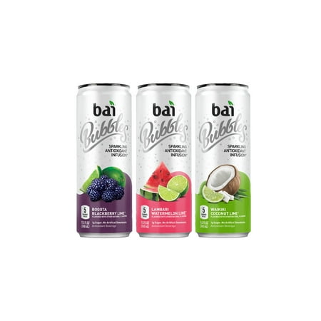 Blackberry Juice For Wine Bai Bubbles, Sparkling Water, Sublime Variety Pack, Antioxidant Infused Drinks, 11.5 Fluid Ounce Cans, 12 count, 4 each of Bogota Blackberry Lime, Lambari Watermelon Lime, Waikiki Coconut Lime ()