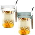 thumbnail image 2 of 2Pcs Overnight Oats Container with Lid and Stainless Steel Spoon 20oz Overnight Oats Jars Leakproof Overnight Oat Glass Cups Reusable Portable Oatmeal Container to Go for Cereal Yogurt Fr, 2 of 10