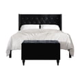 thumbnail image 3 of Castle Place Button Tufted Wingback Velvet Upholstered Bed with Storage Bench, Black, Full, 3 of 11