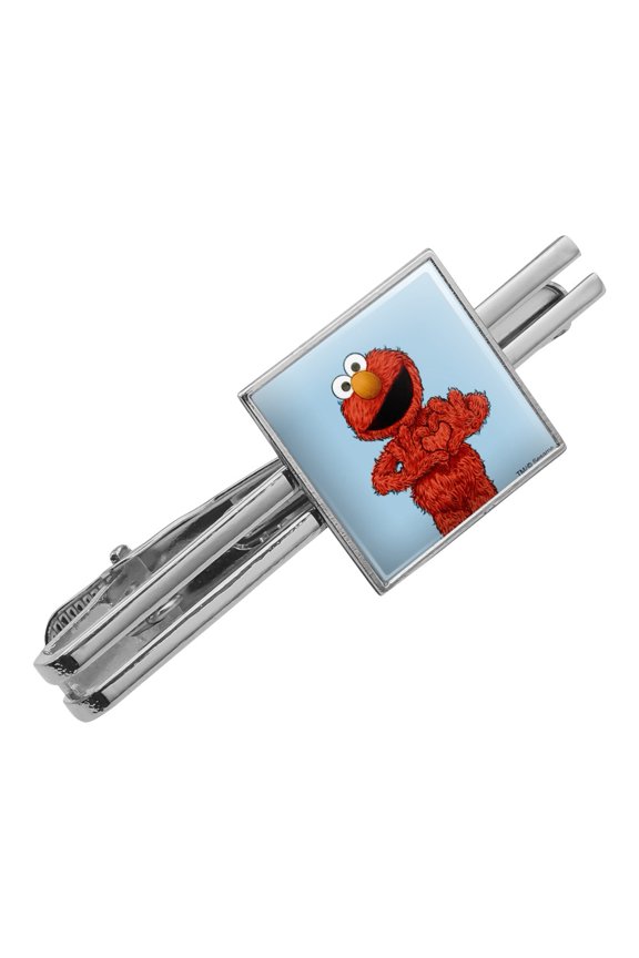 Sesame Street Vintage Elmo Square Tie Bar Clip Clasp Tack- Silver or Gold