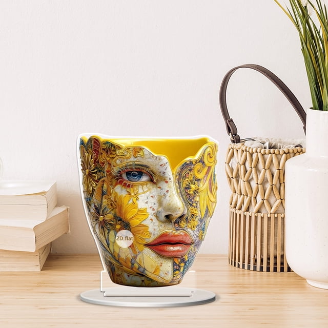 Half Masked Girl Ornament 2D Flat Gift Giving Home Desktop Decoration