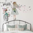 thumbnail image 2 of UBIUODIY Hada Niña Bicicleta Pegatinas de Pared Flores Mariposas Calcomanías de Pared Extraíbles Brillante Niña Vinilo Arte de Pared para Niñas Bebé UBIU Oursery Dormitorio Li, 2 of 5