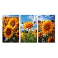 thumbnail image 2 of Designart "Sunshine Blooms Yellow and Green Sunflowers II" Floral & Botanical Wall Art Set Of 3 - Yellow Flowers Gallery Wall Set For Home Decor, 2 of 7