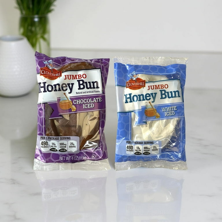 Cloverhill Jumbo White Iced & Chocolate Iced Honey Bun Combo | 12