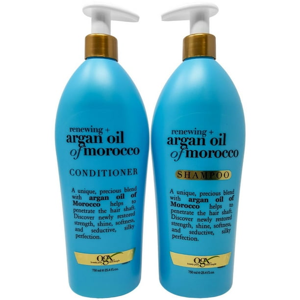 OGX Renewing Moroccan Argan Oil Shampoo Conditioner Pump Bottle Salon Size (2 x 25.4 Oz) - Walmart.com