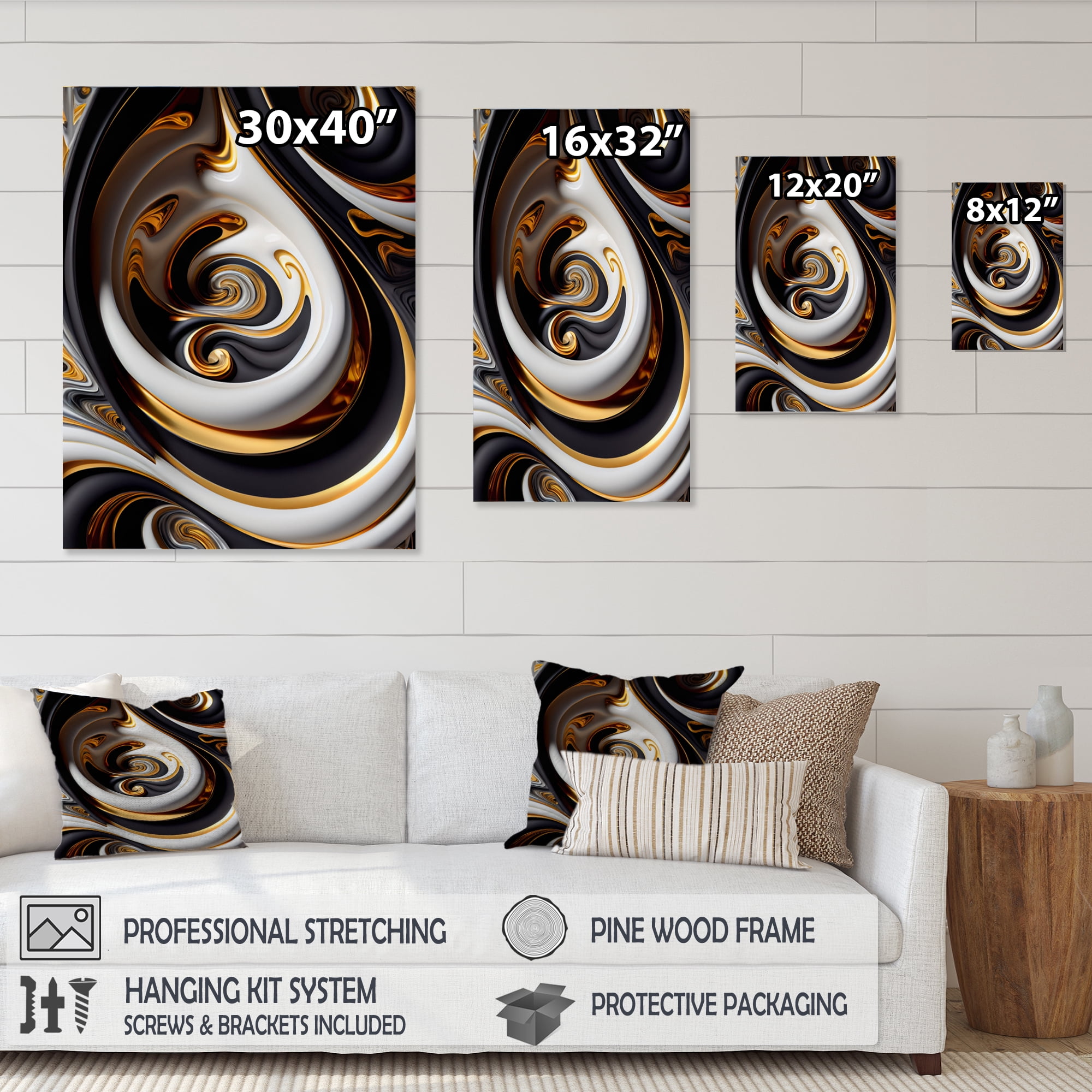 Designart Liquid White Stained Glass VI Canvas Wall Art