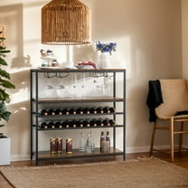 Spaco 5-tier Wine Rack Table with Glasses Holder, Bar Cabinet, Freestanding Floor Wine Holder