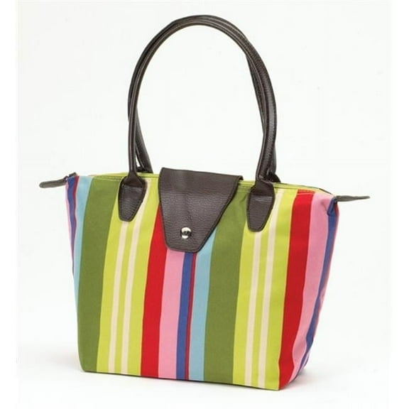 Joann Marrie Designs NF1GRST Small Fold-Up Bag - Green Stripe- Pack of 2