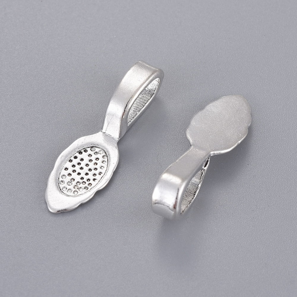 Tibetan style Alloy Glue-on Flat Pad Bails Cadmium Free & Nickel Free & Lead Free Antique Silver 26x8x7mm Hole: 5x8mm