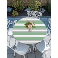 thumbnail image 6 of Green Grey Stripe Round Fitted Tablecloth with Elastic Edge, Waterproof Table Cloth Table Cover for 45"-54" Tables, Farmhouse Modern Art Striped Tablecloths for Dining Picnic Indoor Outdoor, 6 of 9