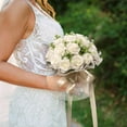thumbnail image 6 of 7.5 Inch Silk Rose Wedding Bouquet, Bride Bridesmaid Bouquets, Artificial Toss Rose with Silk Ribbon for Vintage Wedding Ceremony, Wedding Centerpieces, Church Wedding Party (Champagne), 6 of 11