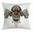 thumbnail image 1 of Industrial Decor Throw Pillow Cushion Cover, Stylized Metal Collage Owl Figure Cog Hardware Gear Machinery Print, Decorative Square Accent Pillow Case, 20 X 20 Inches, Grey White Brown, by Ambesonne, 1 of 2